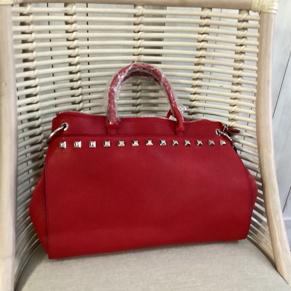 Carlos Santana Red Leather Handbag